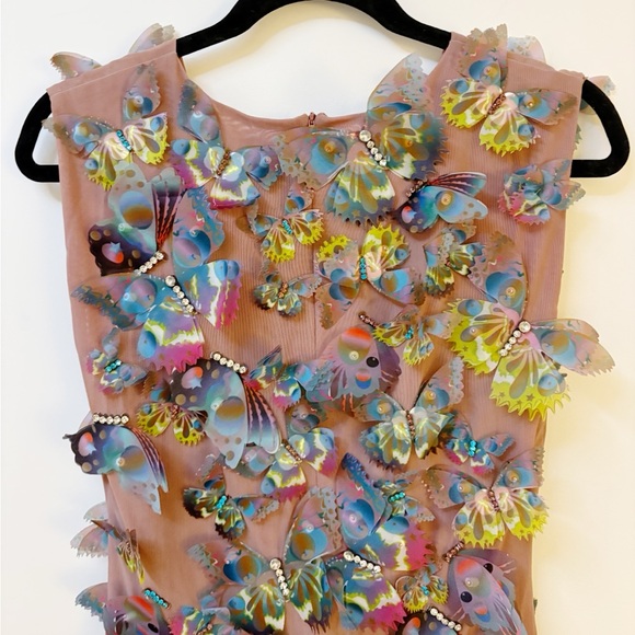 Cynthia Rowley Butterfly Embellished Organza Dress - Picture 8 of 11